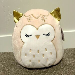 Squishmallows Vee Cream And Gold Owl Christmas 12” BNWT